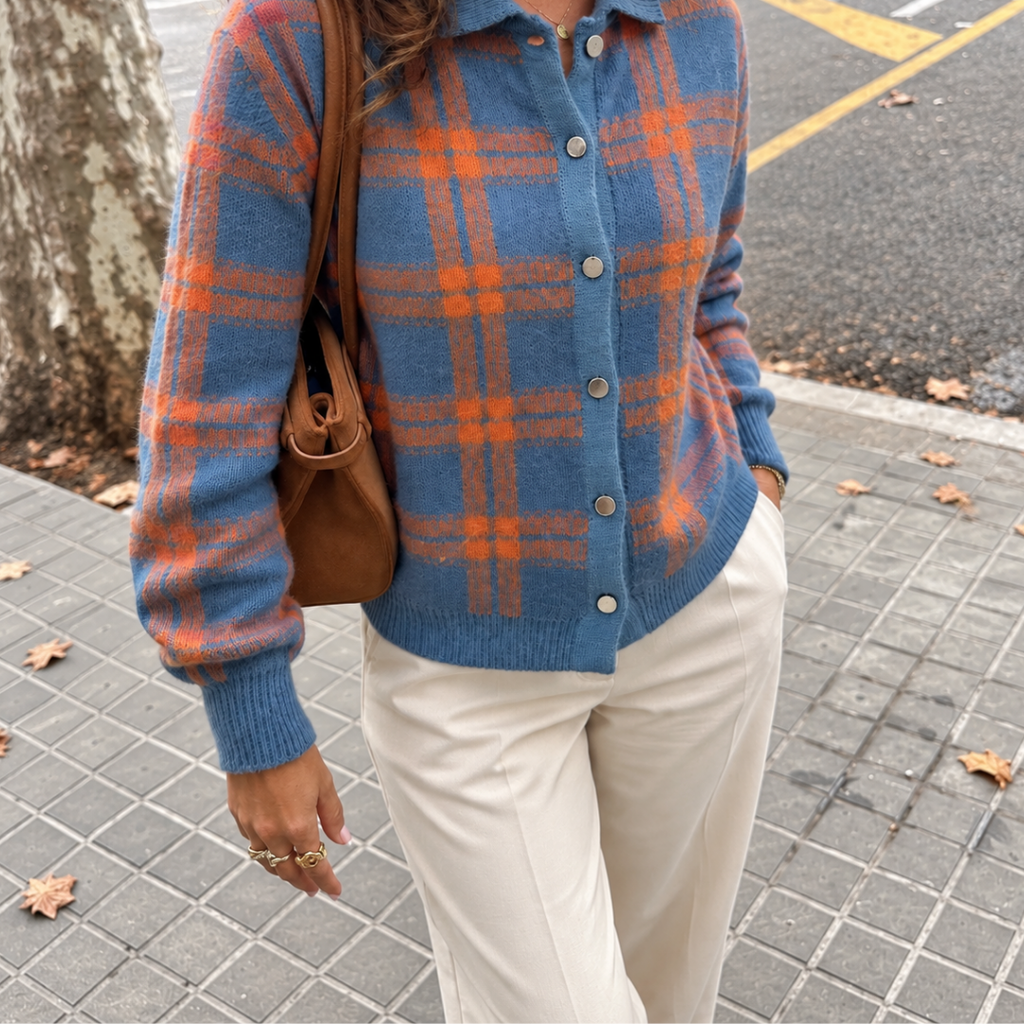 Evelyn | Checked Cardigan