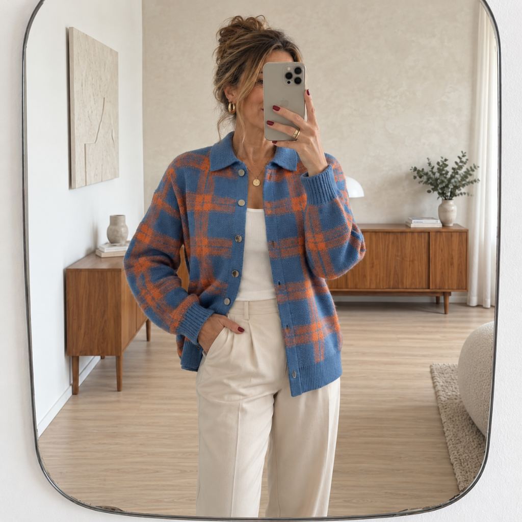 Evelyn | Checked Cardigan