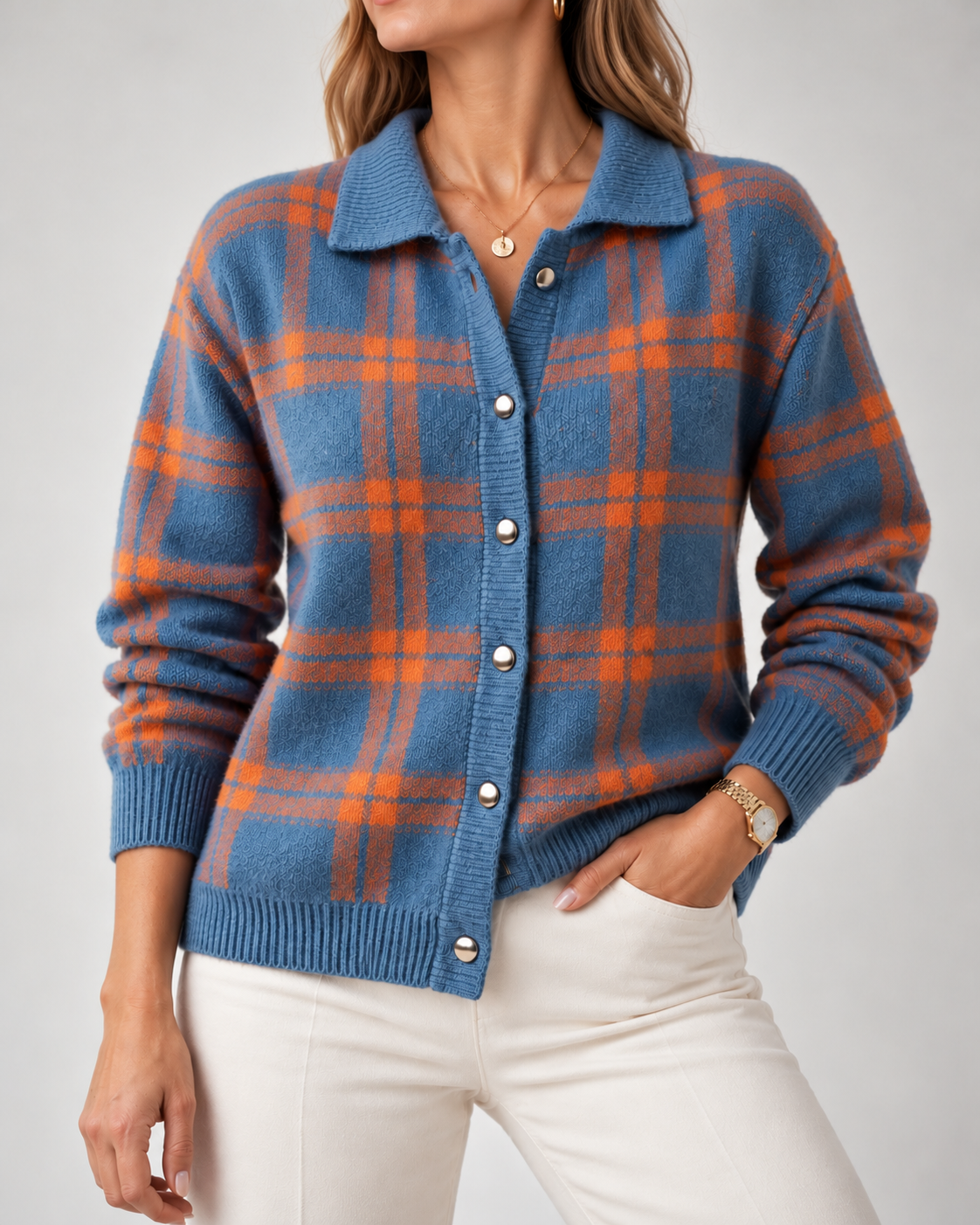 Evelyn | Checked Cardigan