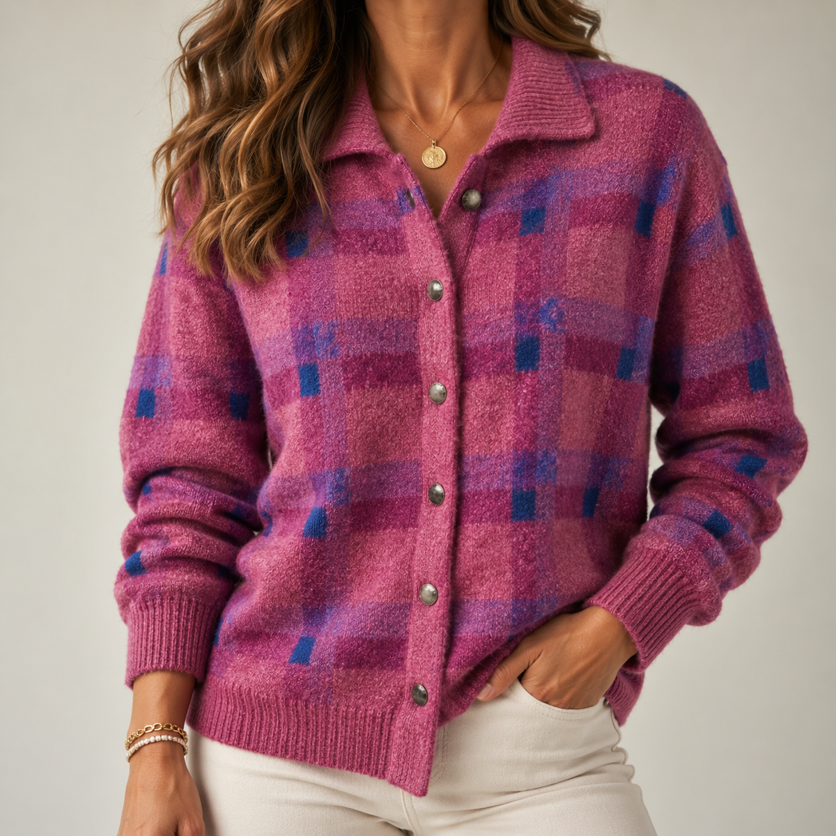 Evelyn | Checked Cardigan