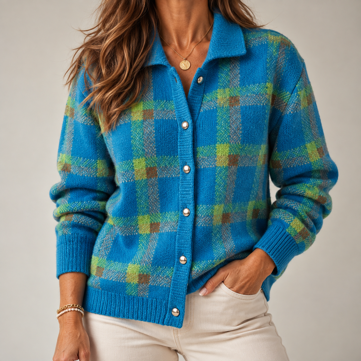 Evelyn | Checked Cardigan