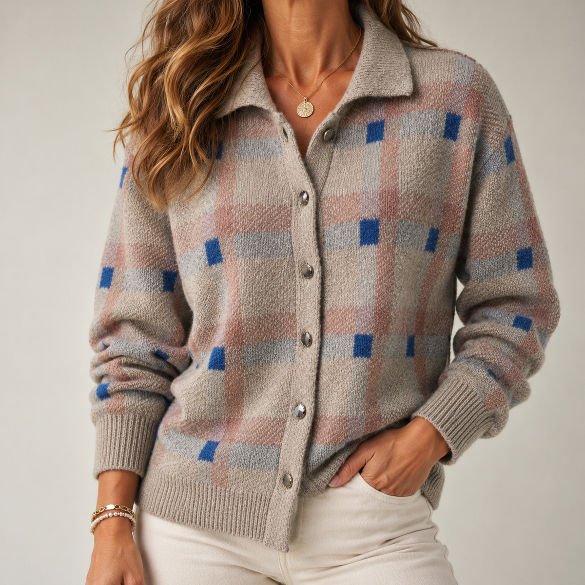 Evelyn | Checked Cardigan