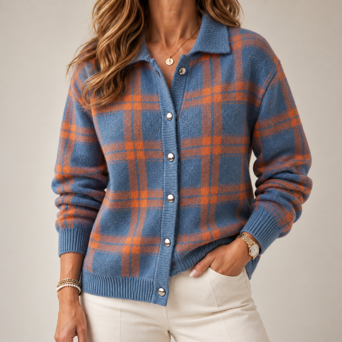Evelyn | Checked Cardigan