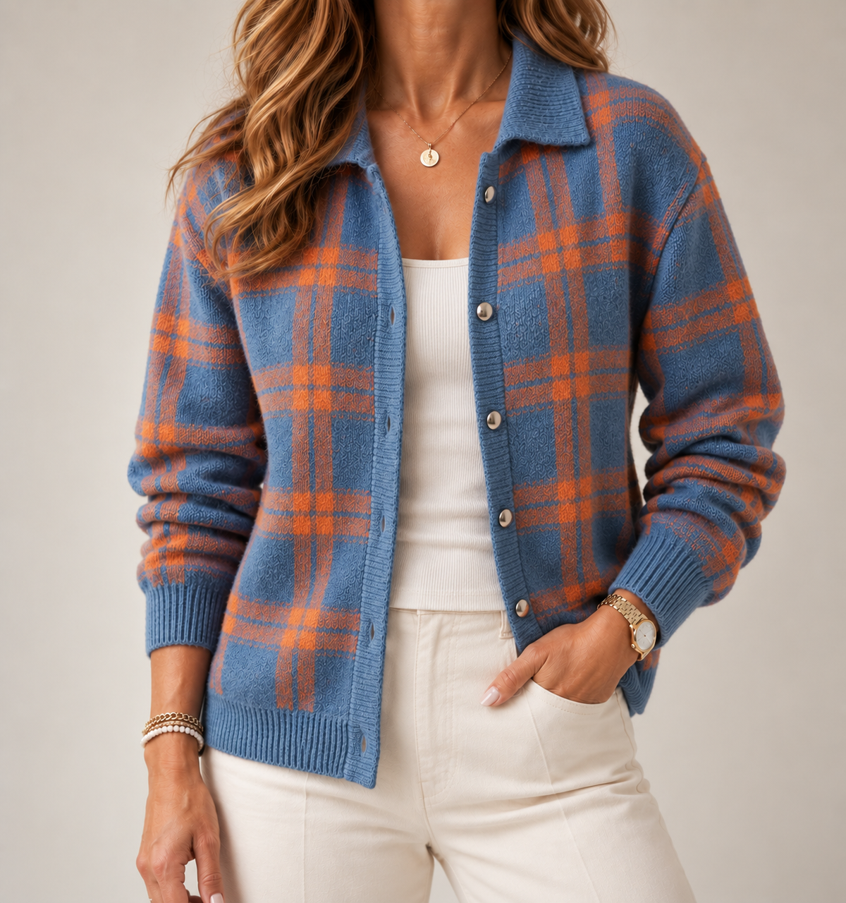 Evelyn | Checked Cardigan