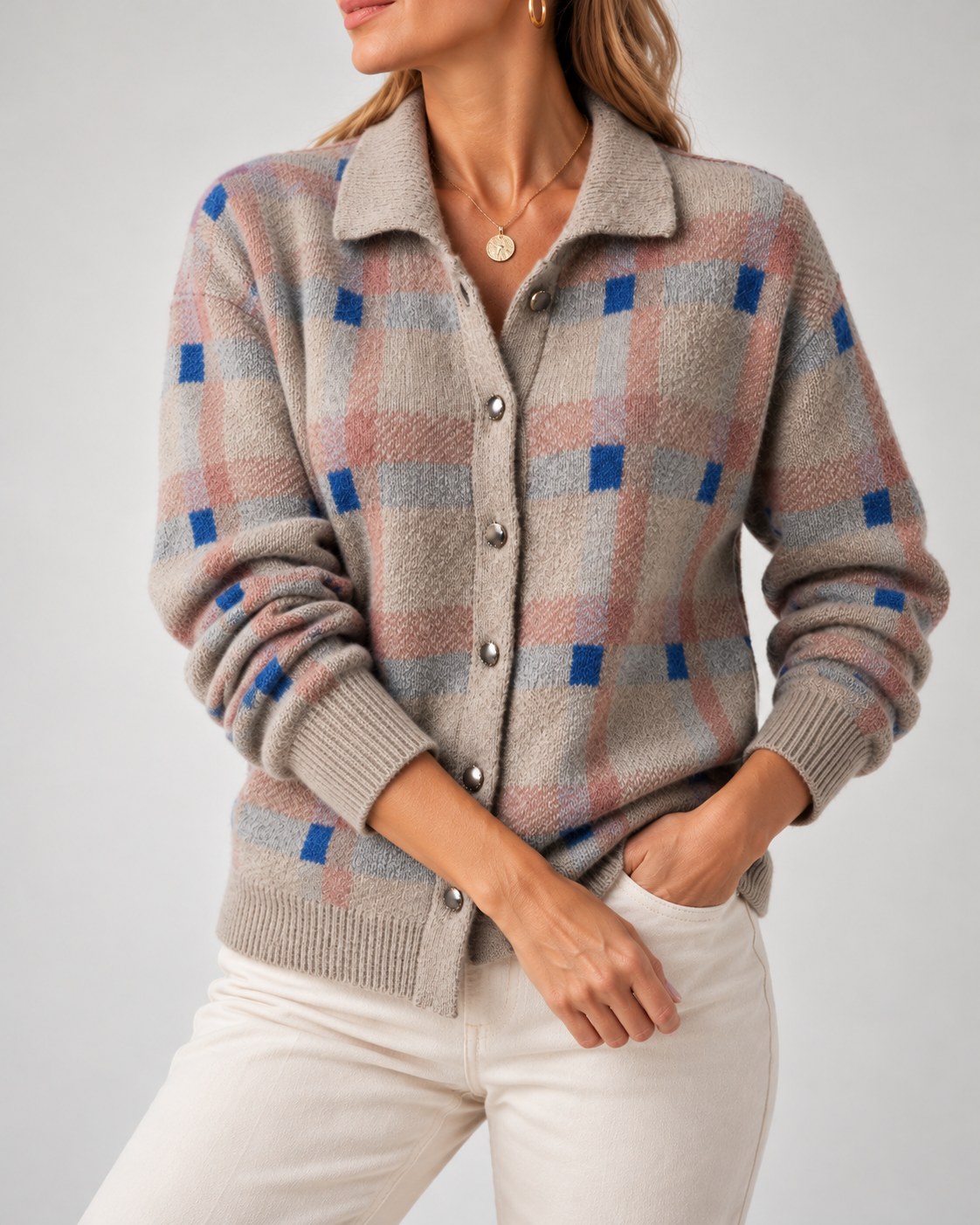 Women's Plaid Button-Up Cardigan